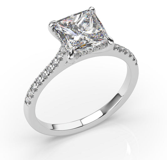 Princess Hidden Halo Engagement Ring