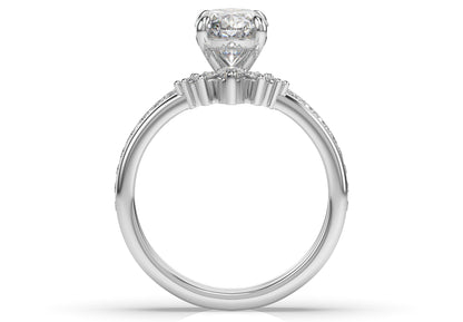 Oval Contour & Pointed Diamond Wedding Set