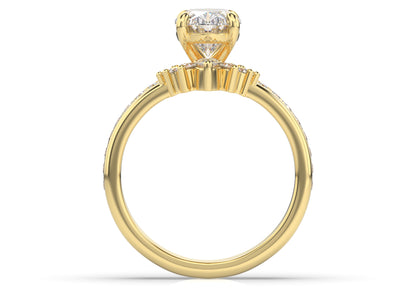 Oval Contour & Pointed Diamond Wedding Set