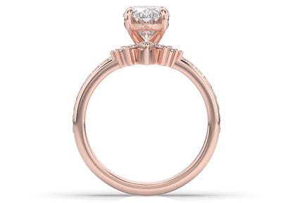 Oval Contour & Pointed Diamond Wedding Set