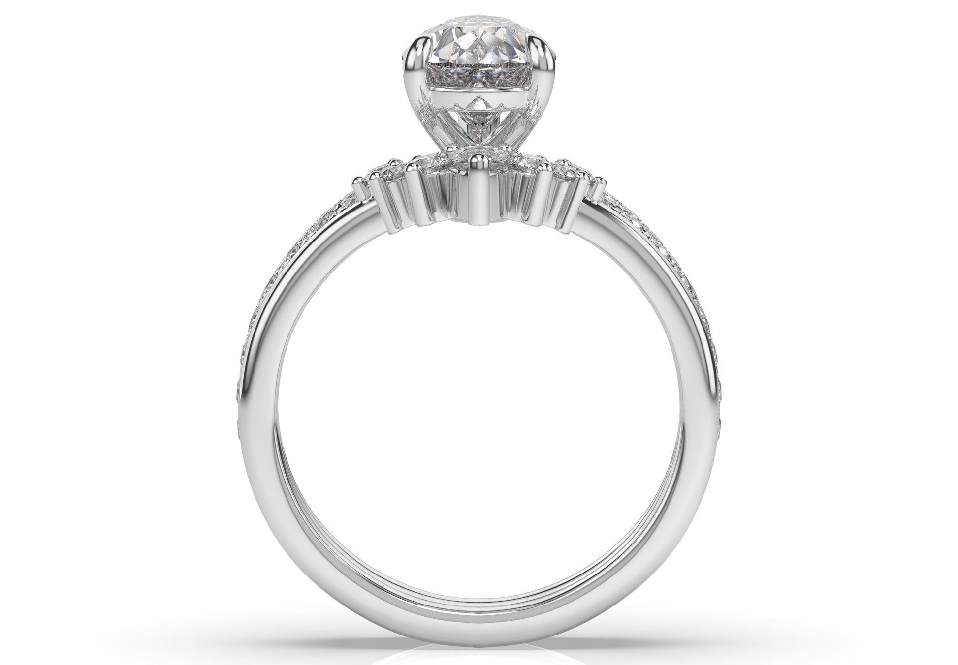 Pear Contour & Pointed Diamond Wedding Set