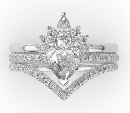 Pear Contour & Pointed Moissanite Wedding Set