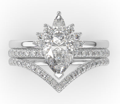 Pear Contour & Pointed Diamond Wedding Set