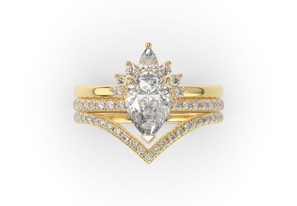 Pear Contour & Pointed Moissanite Wedding Set