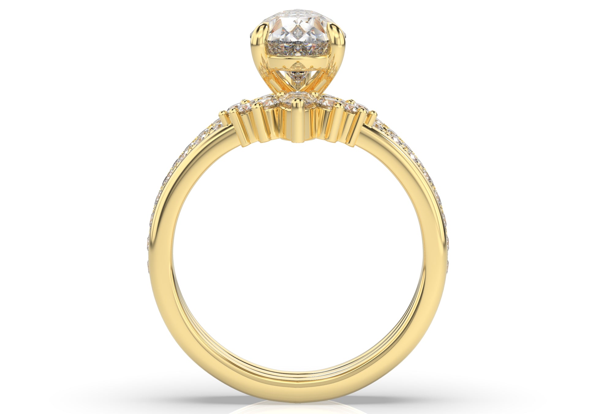 Pear Contour & Pointed Diamond Wedding Set