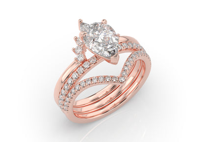Pear Contour & Pointed Moissanite Wedding Set