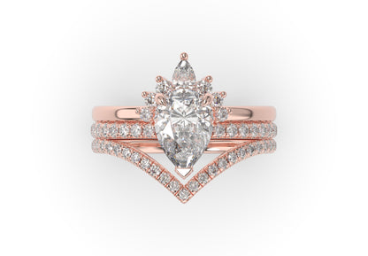 Pear Contour & Pointed Moissanite Wedding Set
