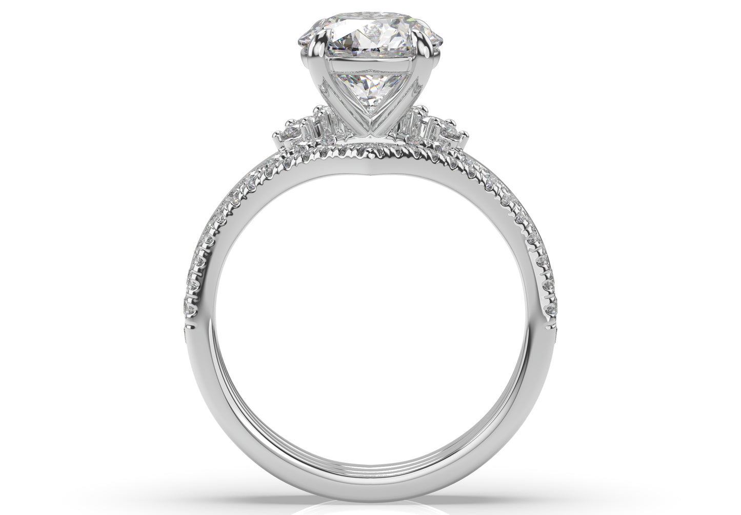 Round Brilliant Contour & Pointed Moissanite Wedding Set