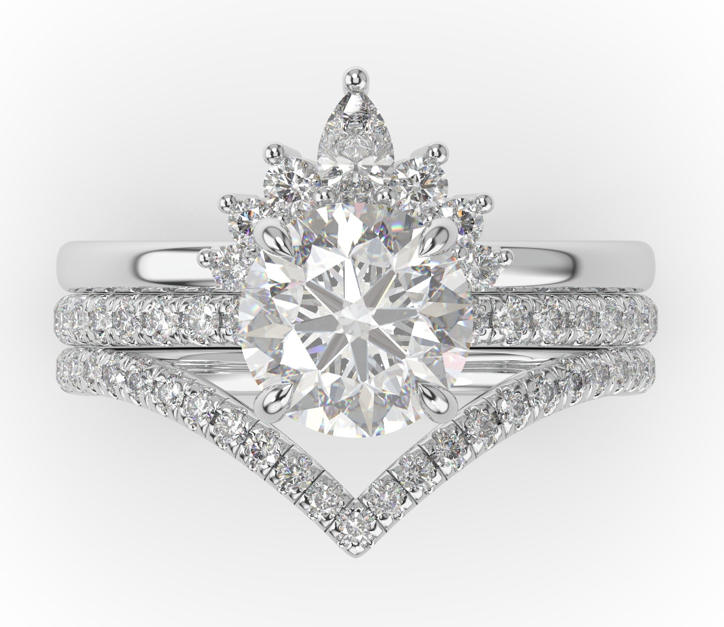 Round Brilliant Contour & Pointed Moissanite Wedding Set