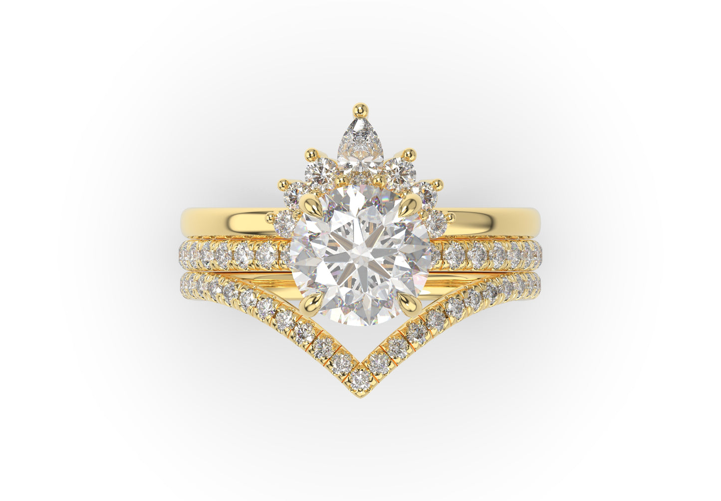 Round Brilliant Contour & Pointed Moissanite Wedding Set