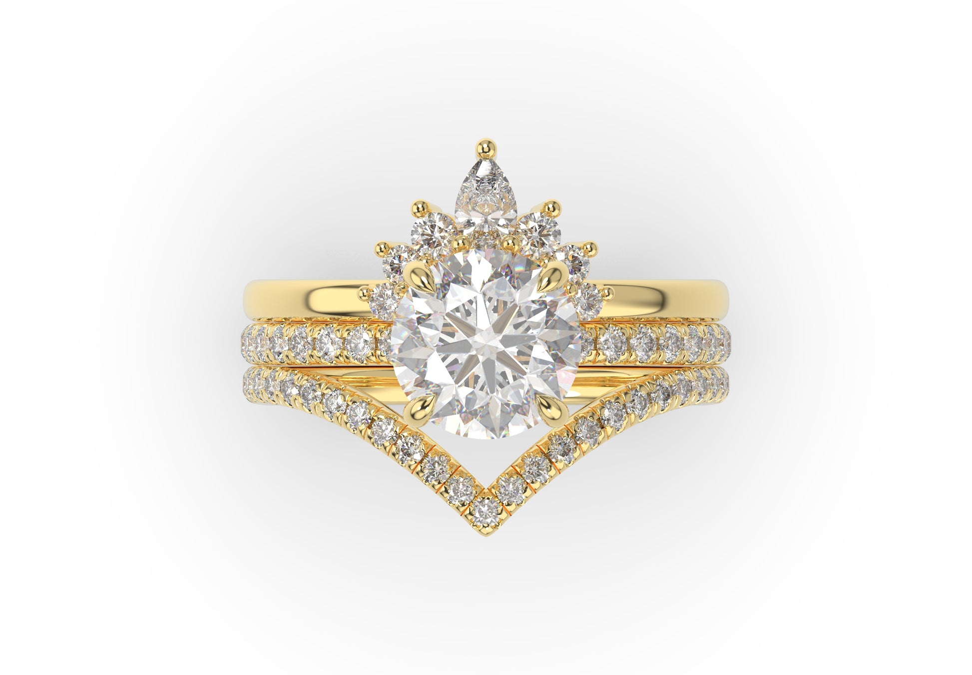 Round Brilliant Contour & Pointed Moissanite Wedding Set