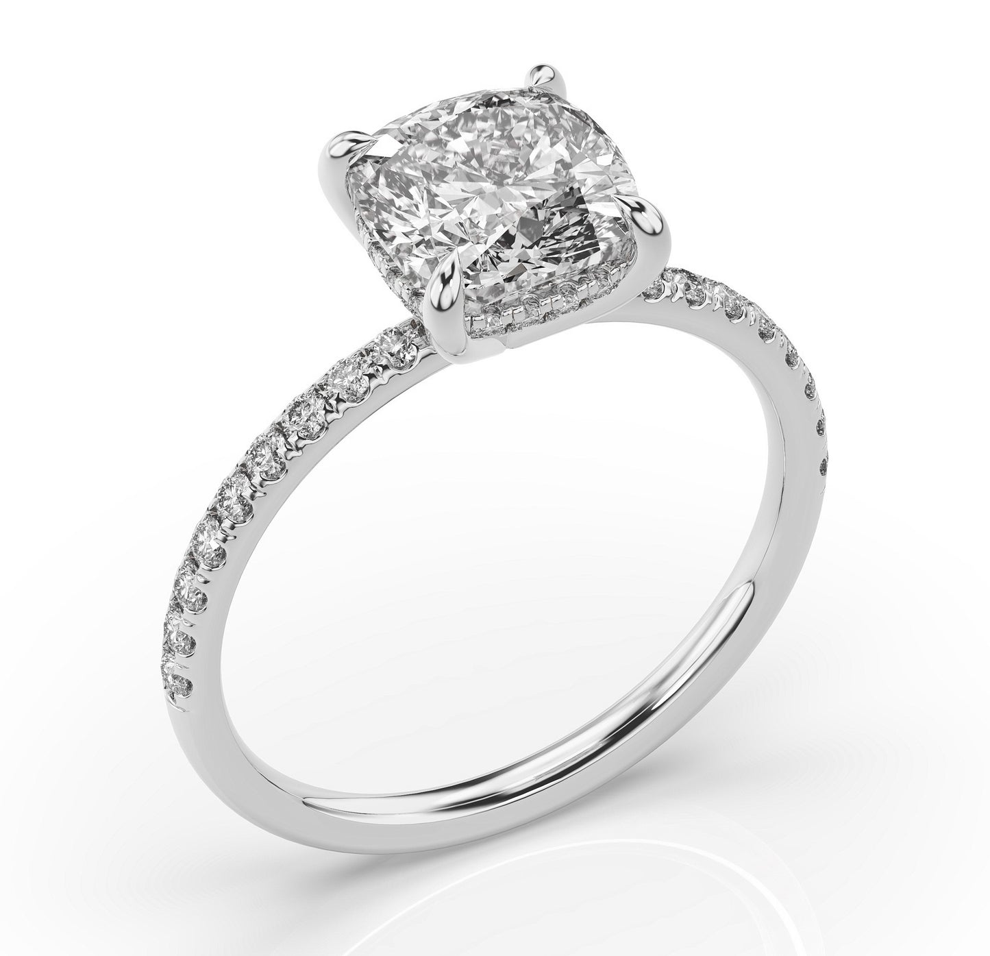 Cushion Hidden Halo Engagement Ring