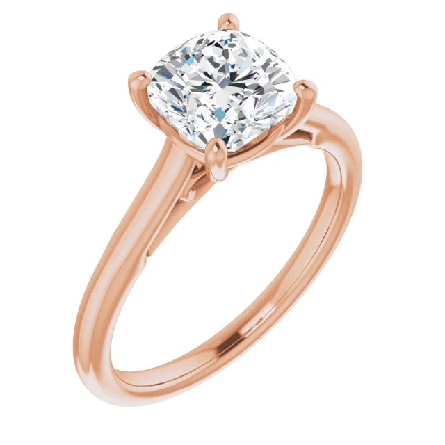 Four Claw Cushion Solitaire Engagement Ring