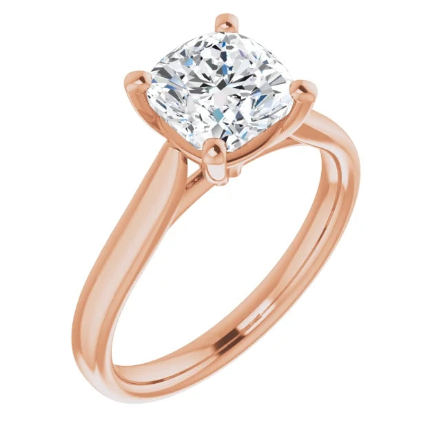 Four Claw Cushion Solitaire Engagement Ring