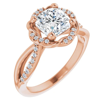 Cushion Antique Inspired Design Engagement Ring