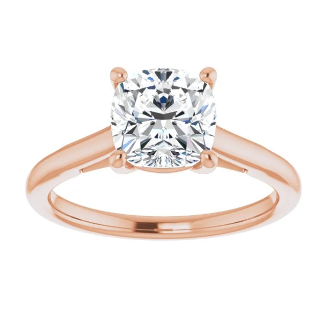 Four Claw Cushion Solitaire Engagement Ring