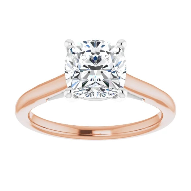 Four Claw Cushion Solitaire Engagement Ring