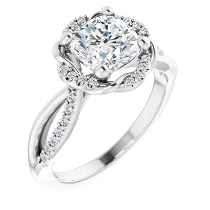 Cushion Antique Inspired Design Engagement Ring