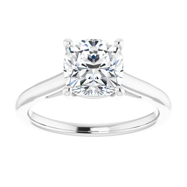 Four Claw Cushion Solitaire Engagement Ring