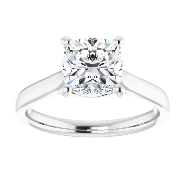 Four Claw Cushion Solitaire Engagement Ring