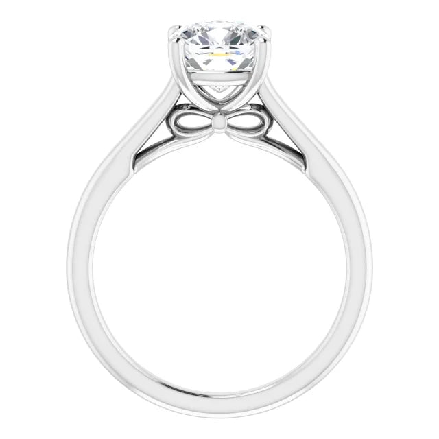 Four Claw Cushion Solitaire Engagement Ring