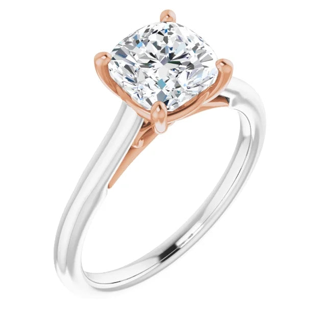 Four Claw Cushion Solitaire Engagement Ring