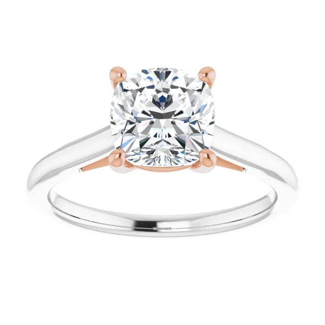 Four Claw Cushion Solitaire Engagement Ring