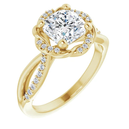 Cushion Antique Inspired Design Engagement Ring