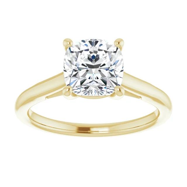 Four Claw Cushion Solitaire Engagement Ring