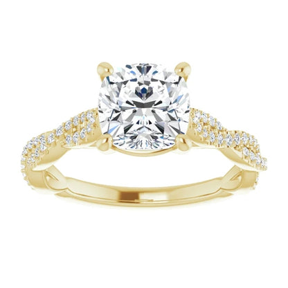 Cushion Twist Style Engagement Ring