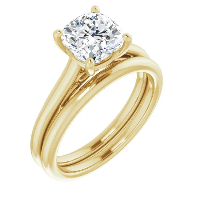 Four Claw Cushion Solitaire Engagement Ring