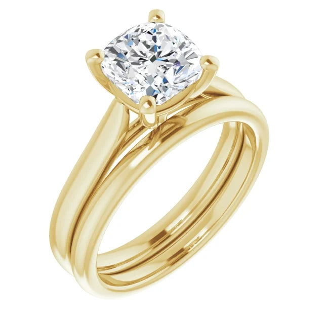 Four Claw Cushion Solitaire Engagement Ring