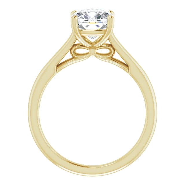 Four Claw Cushion Solitaire Engagement Ring