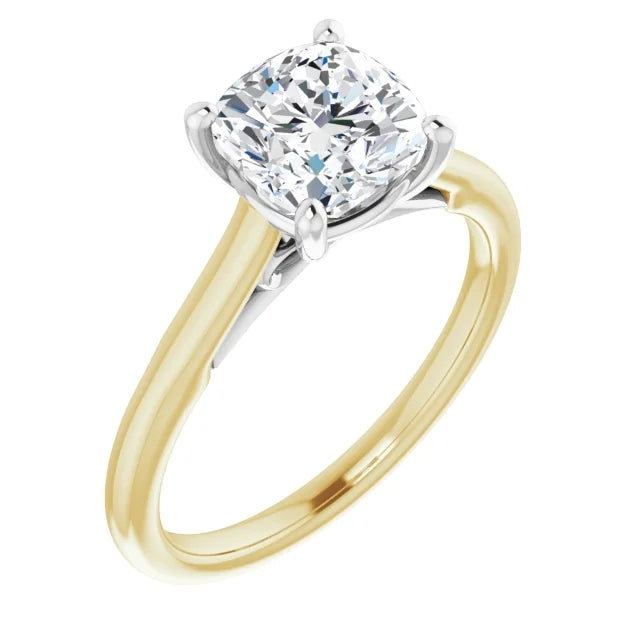 Four Claw Cushion Solitaire Engagement Ring