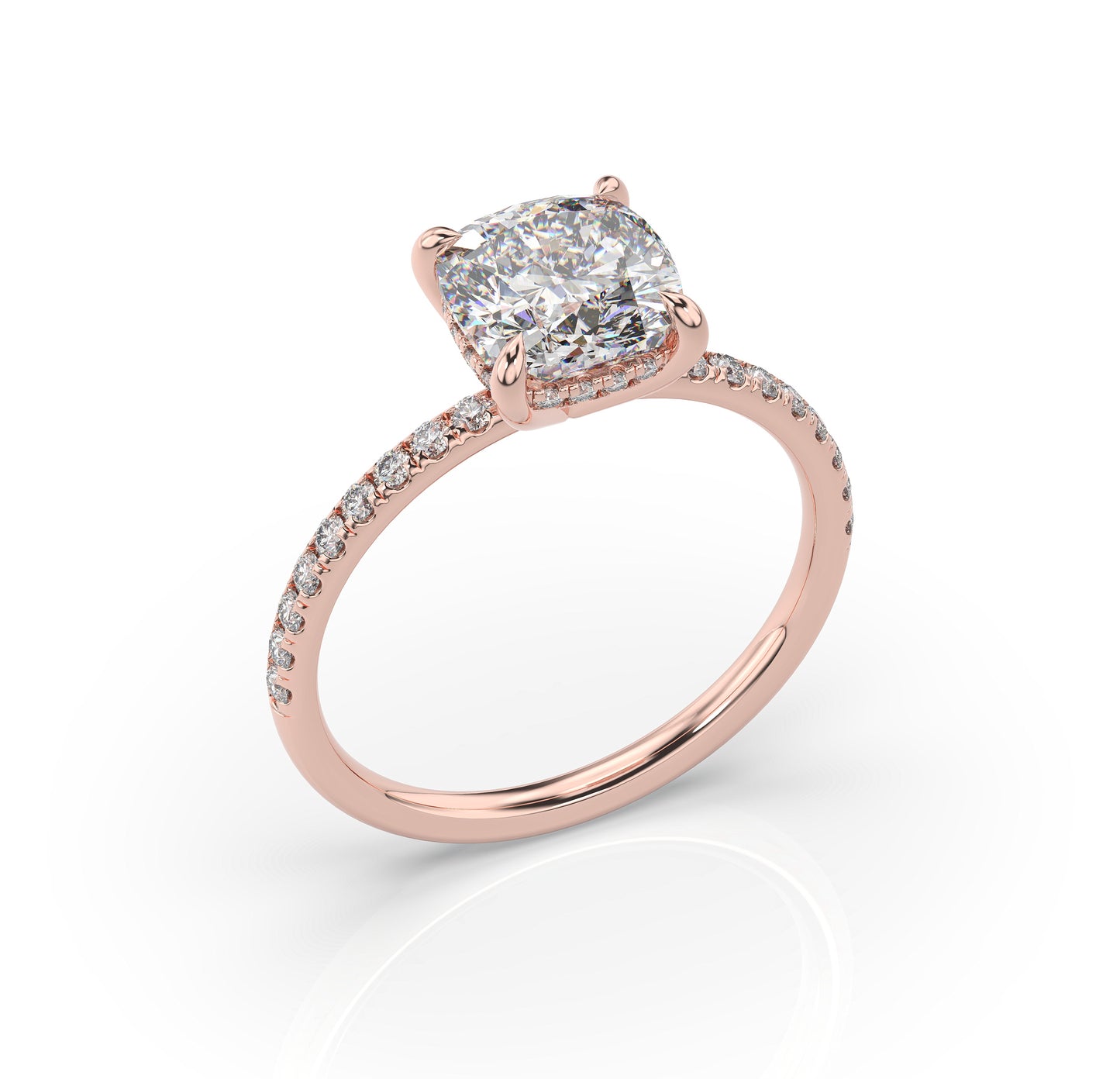 Cushion Hidden Halo Engagement Ring