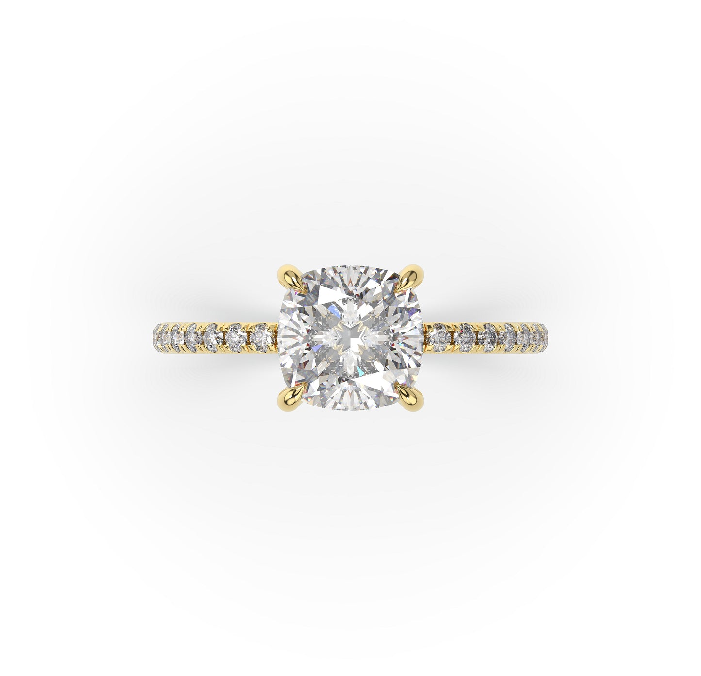 Cushion Hidden Halo Engagement Ring