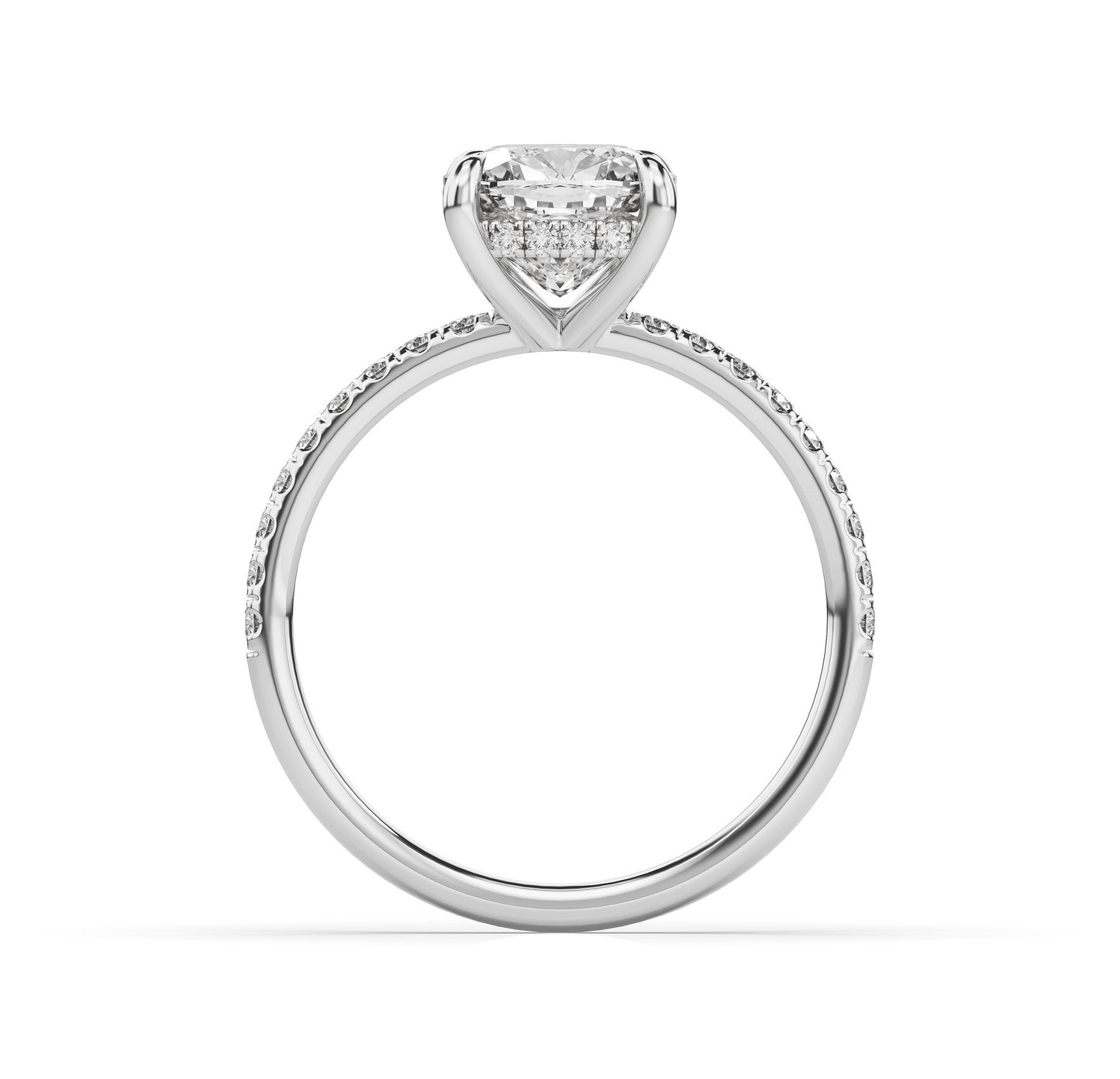 Cushion Hidden Halo Engagement Ring