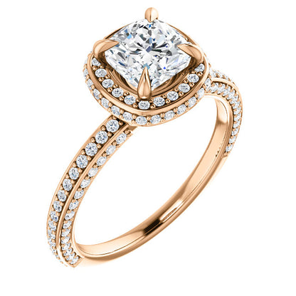 Cushion Halo Style Engagement Ring - I Heart Moissanites