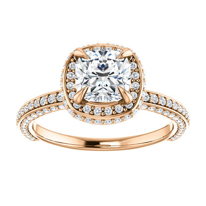Cushion Halo Style Engagement Ring - I Heart Moissanites