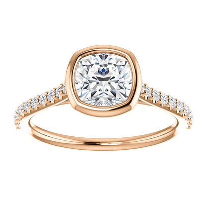 Cushion Bezel Style Engagement Ring - I Heart Moissanites