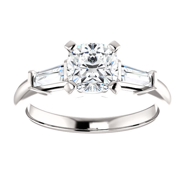 Cushion Accent Engagement Ring - I Heart Moissanites