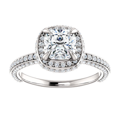 Cushion Halo Style Engagement Ring - I Heart Moissanites