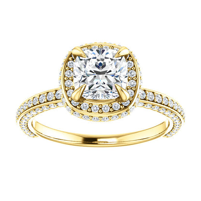 Cushion Halo Style Engagement Ring - I Heart Moissanites