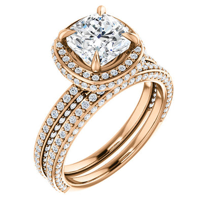 Cushion Halo Style Engagement Ring - I Heart Moissanites