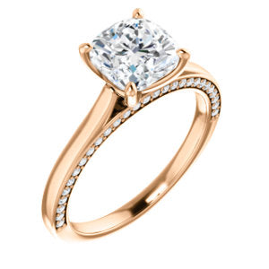 Cushion Solitaire & Hidden Diamond Band Engagement Ring - I Heart Moissanites
