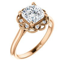 Cushion Antique Inspired Design Engagement Ring