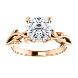 Cushion Solitaire Leaf Design Engagement Ring - I Heart Moissanites