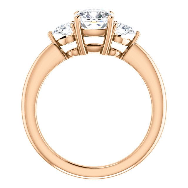 Cushion Tri -Stone Style Pear Accent Engagement Ring - I Heart Moissanites