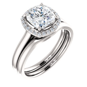 Cushion Halo Style Engagement Ring - I Heart Moissanites