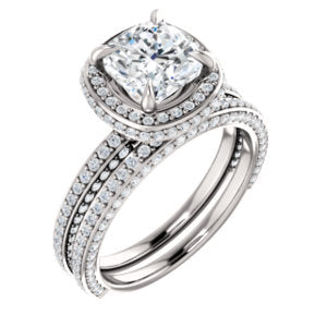 Cushion Halo Style Engagement Ring - I Heart Moissanites